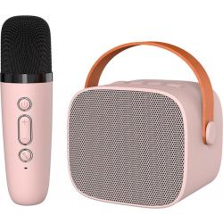 Woegel karaoke set A3 – met bluetooth en TF-kaart – oplaadbare accu – draadloze micro – voor kinderen – roze