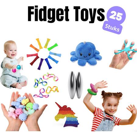 Fidget Toys - Pakket 25 Stuks - Pop It - Mood octopus - Squishy Mochis - Mesh Marble - Simple Dimple