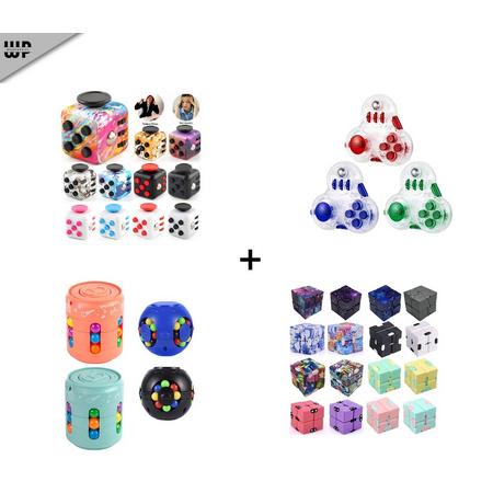 Wonderprice Fidget Cube Pakket - Infinity Cube - Cube - Fidget Pad - Fidget Cube Bean - Vinger - Training - Concentratie - Decrompression toys set 4 stuks
