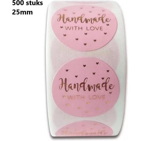 Handmade With Love stickers 500!! stuks! - Sluitstickers - Sluitzegel - Gebak - Koekjes - Sieraden - Small Business - Envelopsticker - Traktatie zakje - Cadeau - Cadeauzakje - Kado - Chique inpakken - Feest