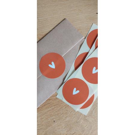 Hart Stickers - 10 stuks - Groot - Oranje - Geboortepost - Valentijn - Sluitstickers - Sluitzegel - Bedankt - Thanks - Small Business - Envelopsticker - Traktatie zakje - Cadeau - Cadeauzakje - Kado - Chique inpakken - Feest - Bruiloft -