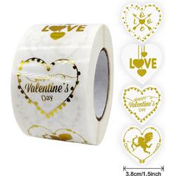 Valentijn Stickers 50 Stuks! - Sluitsticker - Sluitzegel - Extra Groot Hart - 3,8 cm Valentijnsdag stickers - Goud - Doorzichtig - Hartjes - Harten - Cupido - Happy Valentinesday - Valentines - Love - Envelop Stickers - Cadeau - Chique inpakken