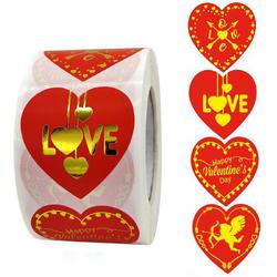 Valentijn Stickers 50 Stuks! - Sluitsticker - Sluitzegel - Extra Groot Hart - 3,8 cm Valentijnsdag stickers - Goud - Rood - Hartjes - Harten - Cupido - Happy Valentinesday - Valentines - Love - Envelop Stickers - Cadeau - Chique inpakken