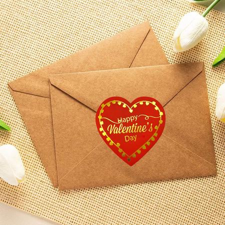 Valentijn Stickers 50 Stuks! - Sluitsticker - Sluitzegel - Extra Groot Hart - 3,8 cm Valentijnsdag stickers - Goud - Rood - Hartjes - Harten - Cupido - Happy Valentinesday - Valentines - Love - Envelop Stickers - Cadeau - Chique inpakken