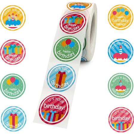 Verjaardag stickers 50!! stuks! - Happy Birthday - Ballonnen - Taart -Sluitstickers - Sluitzegel - Gebak - Koekjes - Sieraden - Small Business - Envelopsticker - Traktatie zakje - Cadeau - Cadeauzakje - Kado - Chique inpakken - Feest