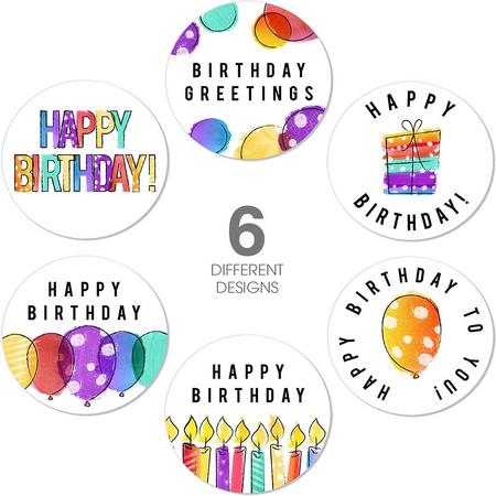 Verjaardag stickers 50!! stuks! - Happy Birthday To You - Ballonnen - Taart -Sluitstickers - Sluitzegel - Gebak - Koekjes - Sieraden - Small Business - Envelopsticker - Traktatie zakje - Cadeau - Cadeauzakje - Kado - Chique inpakken - Feest