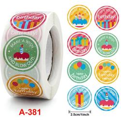 Verjaardag stickers 500!! stuks! - Happy Birthday - Ballonnen - Taart -Sluitstickers - Sluitzegel - Gebak - Koekjes - Sieraden - Small Business - Envelopsticker - Traktatie zakje - Cadeau - Cadeauzakje - Kado - Chique inpakken - Feest