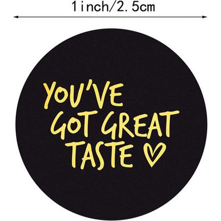 You`ve Got Great Taste stickers 50 stuks! - Sluitstickers - Sluitzegel - Gebak - Koekjes - Sieraden - Small Business - Envelopsticker - Traktatie zakje - Cadeau - Cadeauzakje - Kado - Chique inpakken - Feest