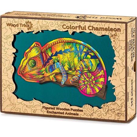 Wood Trick Kleurrijke Kameleon - Houten Vormpuzzel