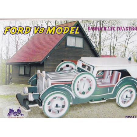 3D Puzzel Bouwpakket Ford Auto - hout - gekleurd