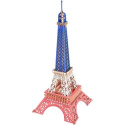 Houten modelbouw - Wooden Puzzle - Miniatuurbouw hout - Eifel toren blauw, wit, rood