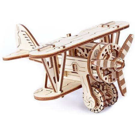 Vliegtuig dubbeldekker - Houten Modelbouw / 3D Puzzel - Wooden City