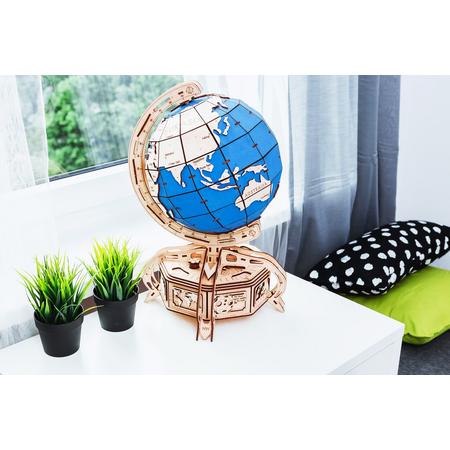 Wooden City Houten Modelbouwpakket 3D puzzel Globe blauw
