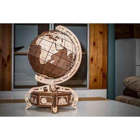 Wooden City Houten Modelbouwpakket 3D puzzel Globe bruin