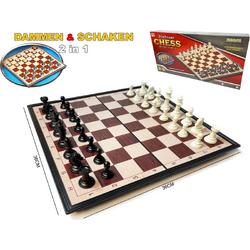 Schaken en dammen 2in1 pakket schaakbord- dambord - Magnetisch Schaakset - Chess Set - Opklapbaar - 36x36 CM