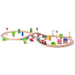 Woody Toys houten treinbaan 8-figuur 40-delig 93061