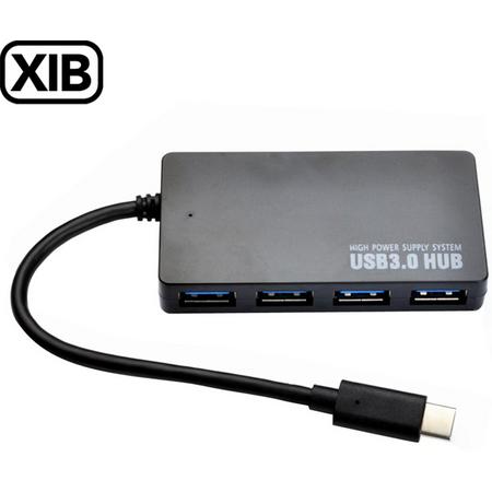 XIB Hub 4-in-1 / 1x USB-C naar 4x USB adapter / Zwart