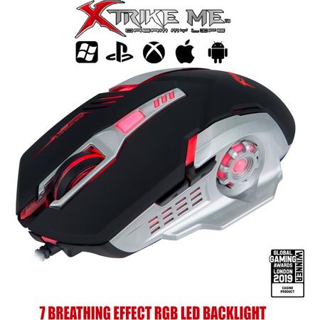 XTRIKE ME Gaming Muis Bekabeld Met 7 LED Backlight Kleuren DPI 800-1200-1600-2400 - GM210