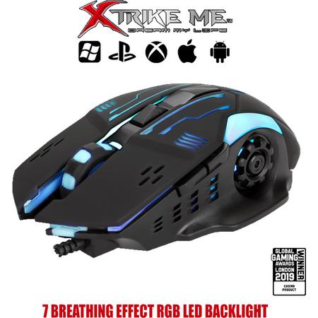 XTRIKE ME Gaming Muis Bekabeld Met 7 LED Backlight Kleuren DPI 800-1200-1600-2400 - GM212