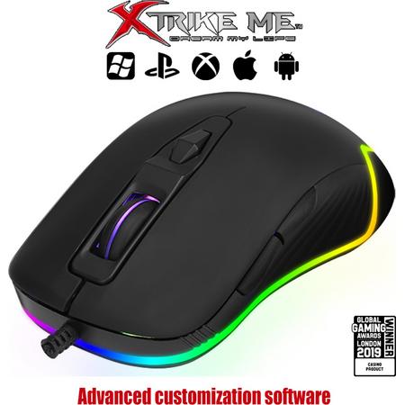 XTRIKE ME Gaming Muis Bekabeld Met 7 LED Backlight Kleuren DPI 800-1200-1600-2400-3200 - GM406G