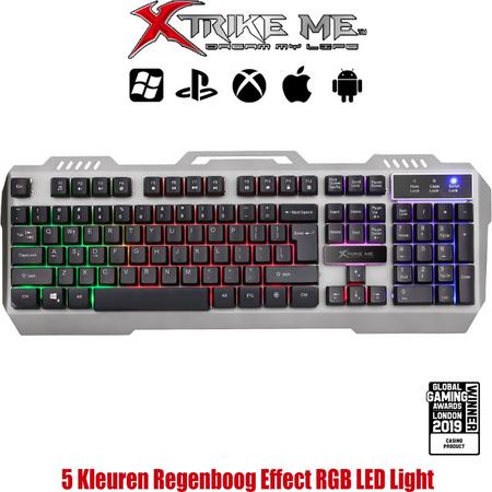 XTRIKE ME Gaming Qwerty Multimedia Toetsenbord Programmeerbaar RGB LED Rainbow Backlit - GK505