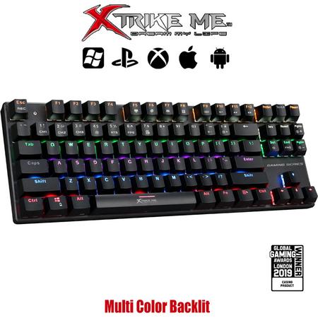 XTRIKE ME Gaming Qwerty Multimedia Toetsenbord Programmeerbaar RGB LED Rainbow Backlit - GK908 BK