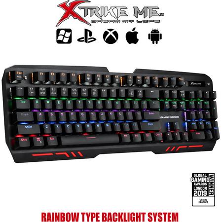 XTRIKE ME Gaming Qwerty Multimedia Toetsenbord Programmeerbaar RGB LED Rainbow Backlit - GM907