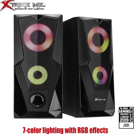 XTRIKE ME Gaming Speaker Duo Hoogwaardige luidsprekers leverd een helder en nauwkeurig geluid Met LED Verlichting 2X 3W - SK-501