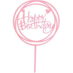 XYZ Goods - Taarttopper Happy Birthday - Taart Decoratie - Cake Topper - Verjaardag - Roze - Hartjes