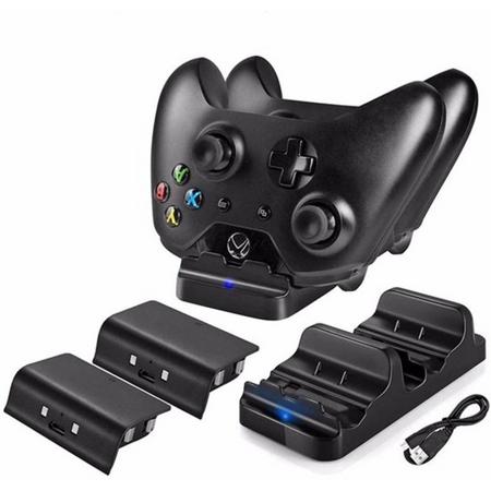 Dual Battery Pack Accu Controller Dock Charger Oplaad Station Xbox One S / X - LED USB Dubbel Docking Op Laadkabel- Laadstation