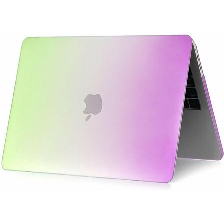 Macbook Case Cover voor New Macbook Air 13 inch 2018/2019 A1932 - Laptop Cover - Regenboog Paars Groen