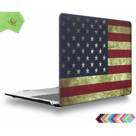 Macbook Case Cover voor New Macbook Air 13 inch 2018/2019 A1932 - Laptop Cover - Retro Amerikaanse Vlag