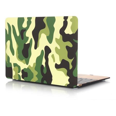 Macbook Case voor Macbook Retina 12 inch - Laptoptas - Hard Case - Camouflage Legerprint Groen