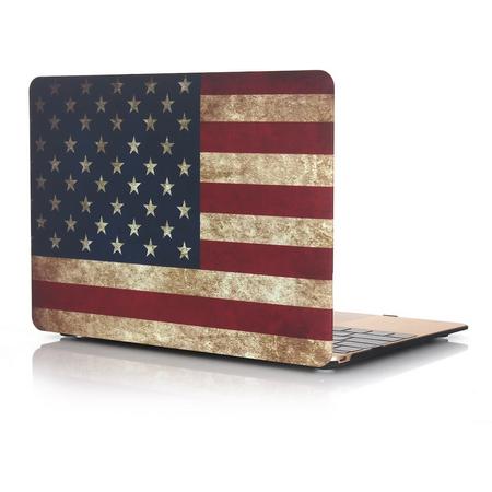 Macbook Case voor Macbook Retina 12 inch - Laptoptas - Hard Case - Retro Amerikaanse Vlag