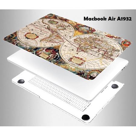 Macbook Case voor New MacBook Air 2018 13 inch (A1932) - Laptopcover met Print - Wereldbol