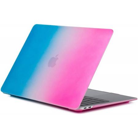 Macbook Case voor New MacBook Air 2018 13 inch - Laptopcover - Regenboog Blauw Pink