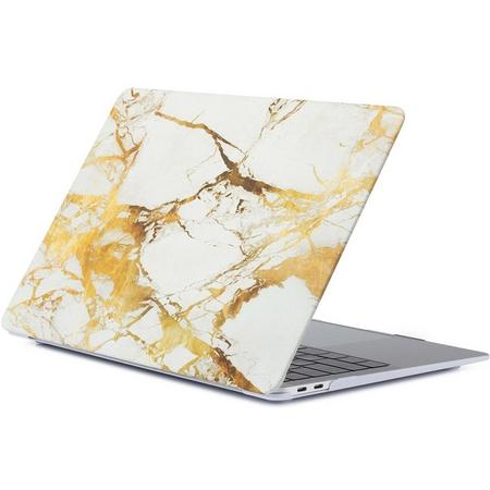 Macbook Case voor New Macbook Air 13 inch 2018/2019 A1932- Laptop Cover - Marmer Wit Goud