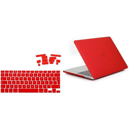 Xssive Macbook Pakket 3in1 voor Macbook Air 13 inch - Laptop Cover, Toetsenbord Cover en Anti Dust Plugs - Rood