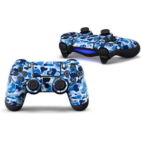 Camouflage Skin voor Playstation 4 Controller - PS4 Controller Sticker - Blauw