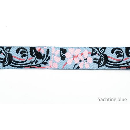Band bloemetjes roze blauw - geweven sierband - fournituren - lengte 3 meter - lint - stof - afwerkband - katoenen band - naaien - decoratieband -