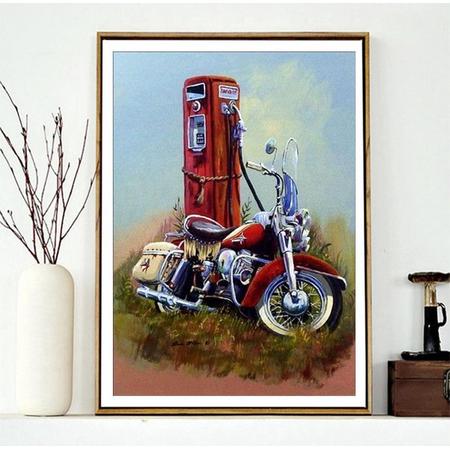 Diamond Painting - motor - volwassenen - 30 x 40 cm - compleet diamond painting pakket - hobby - stoere motor -