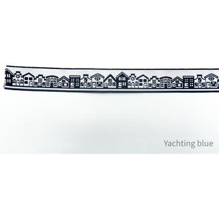 Geweven sierband - fournituren - lengte 3 meter -  donkerblauw lint - stof - afwerkband - katoenen band - naaien - decoratieband -