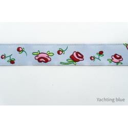 Geweven sierband -  lichtblauw band met bloemetjes - fournituren - lengte 3 meter - lint - stof - afwerkband - katoenen band - naaien - decoratieband -