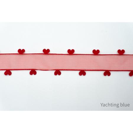 Sierband rood -  hartjes - fournituren - lengte 3 meter - lint - stof - afwerkband - satijn band - naaien - decoratieband -