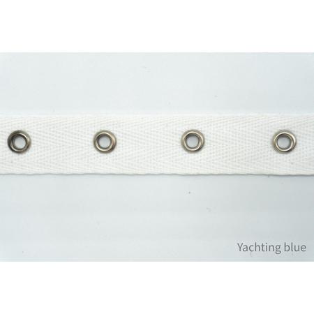 Witte band met ringetjes - geweven sierband - fournituren - lengte 3 meter - lint - stof - afwerkband - katoenen band - naaien - decoratieband -