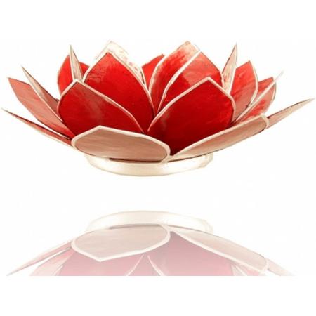 Lotus sfeerlicht chakra 1 rood zilverkl. randen