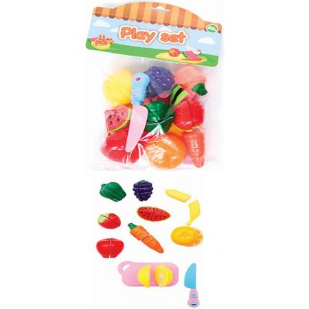 Speelgoed fruit en groenten - 11 delig - Mét snijplank en messenset - Speelgoed keuken accessoires - Speelgoed eten en drinken