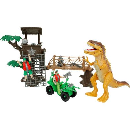 Dinosaurus speelset-Met licht en geluid-Complete set met o.a. een dinosaurus, poppetjes en wapens