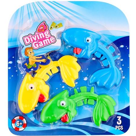 Duikspel set 3 x vissen  Blauw groen geel - Duikspel - Zomer - Water - Zwembad - Opduiken - Blauw groen geel - Diving game