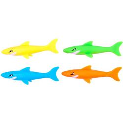 Duikspel set 4 x haai Blauw groen geel oranje - Duikspel - Zomer - Water - Zwembad - Opduiken - Blauw groen geel oranje -Diving game